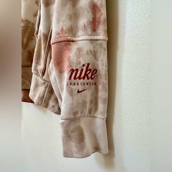 Nike Tie Dye Woman's Hoodie M off-white tan rust over sized - Picture 2 of 8
